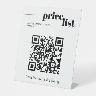 Minimalistischer Schwarz-Weiß-QR-Code-Salon Sockelschild