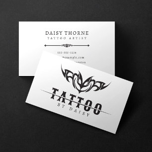 Minimalistischer Schwarz-Weiß-Tattoo-Künstlersalon Visitenkarte