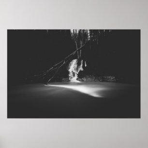 Minimalistischer Schwarz-Weiß-Wasserfall Poster