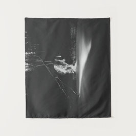 Minimalistischer Schwarz-Weiß-Wasserfall Wandteppich