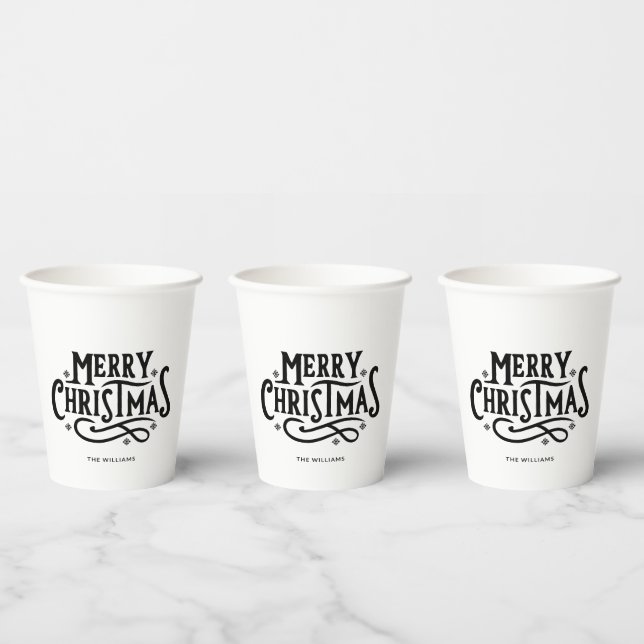 Minimalistischer Schwarz-Weiß-Weihnachtskalender Pappbecher (Multi)