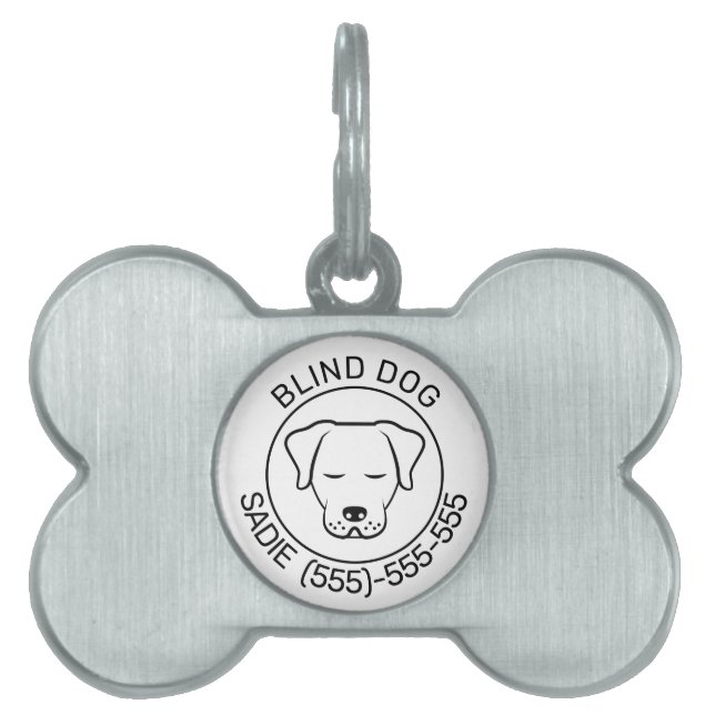 Minimalistischer schwarz-weißer Cartoon Dog Blinde Tiermarke (Vorderseite)