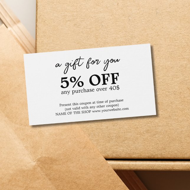 Minimalistischer Schwarz-weißer Coupon (Von Creator hochgeladen)