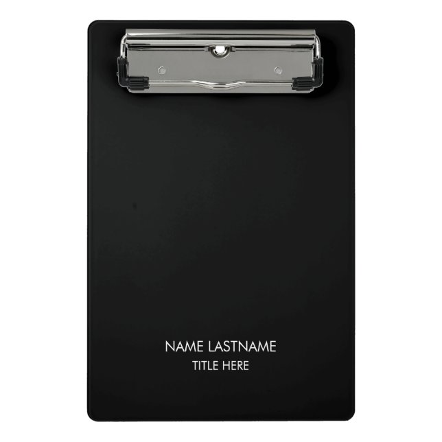 Minimalistischer Schwarz-weißer individuelle Name Mini Klemmbrett (Vorderseite)