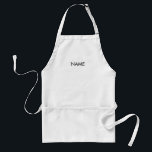 Minimalistischer Schwarz-weißer individuelle Name Schürze<br><div class="desc">Minimalistische Schwarzweiß-individuelle Name-Text Monogramm Erwachsene Schürze. Schwarzer Text,  weißer Hintergrund</div>
