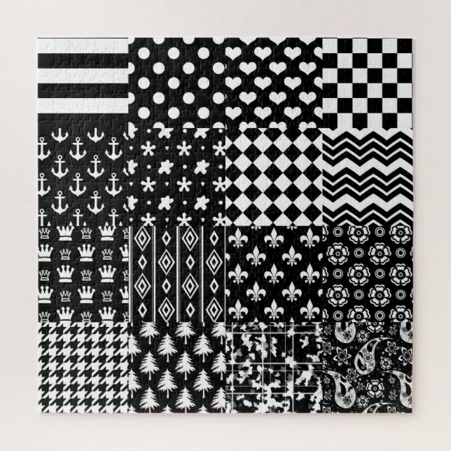 Minimalistischer Schwarz-weißer Mixed-Muster-Stil (Vertikal)