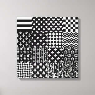 Minimalistischer Schwarz-weißer Mixed-Muster-Stil Leinwanddruck