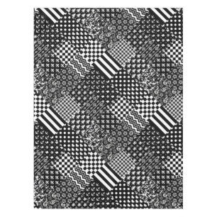 Minimalistischer Schwarz-weißer Mixed-Muster-Stil Tischdecke