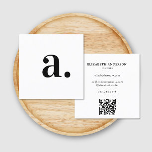 Minimalistischer Schwarz-weißer Monogramm-Code Quadratische Visitenkarte