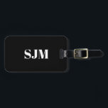 Minimalistischer Schwarz-weißer Name der benutzerd Gepäckanhänger<br><div class="desc">Minimalistische,  elegante Schwarzweiß-Monogramm-Initialen mit dem Namen Gepäckmarke</div>