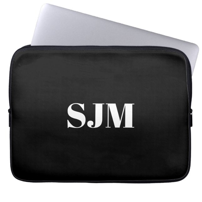 Minimalistischer Schwarz-weißer Name der benutzerd Laptopschutzhülle (Vorderseite)