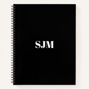 Minimalistischer Schwarz-weißer Name der benutzerd Notizbuch
