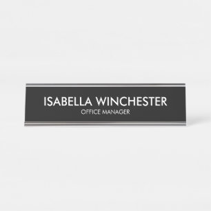 Minimalistischer Schwarz-weißer Name Schreibtischnamensplakette