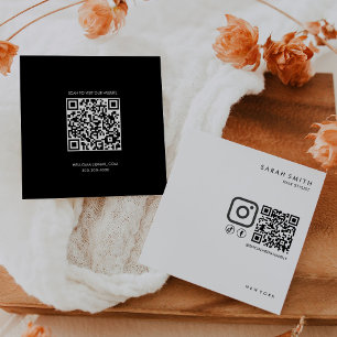 Minimalistischer Schwarz-weißer QR-Code für Haarst Quadratische Visitenkarte