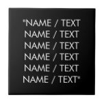 Minimalistischer Schwarz-weißer Sondertext Fliese<br><div class="desc">Minimalistischer Schwarz-Weiß-Text zitiert moderne elegante Keramik Kachel. Anpassbare weiße Textzeichen, schwarz, schlichter Farbhintergrund.</div>