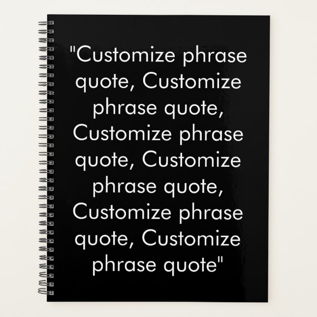 Minimalistischer Schwarz-weißer Text - modern Planer (Vorderseite)