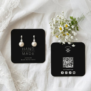 Minimalistischer schwarzer handgefertigter Schmuck Quadratische Visitenkarte