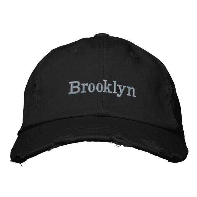 Minimalistischer Schwarzer Individuelle Name-Text  Bestickte Baseballkappe (Vorderseite)