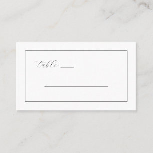 Minimalistischer schwarzer Kalligrafie Platzkarte