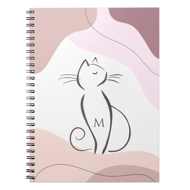 Minimalistischer schwarzer Katzenboho Bio Formen M Notizblock (Vorderseite)