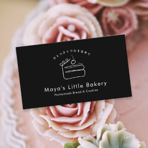 Minimalistischer schwarzer Kuchen-Pâtissier Visitenkarte