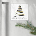 Minimalistischer Schwarzer Künstlerischer Baum Fro Magnet<br><div class="desc">Minimalistisch Gold Black Künstlerisch Tree Frohe Weihnachten ist in einem stilvollen Set handschriftlich Stil Skript und ein Band wie vereinfachende Baum-Illustration.</div>