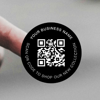 Minimalistischer schwarzer moderner Scanner-QR-Cod Runder Aufkleber