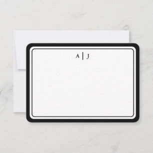 Minimalistischer schwarzer Monogramm-Rundrahmen Mitteilungskarte