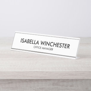 Minimalistischer schwarzer Name Schreibtischnamensplakette