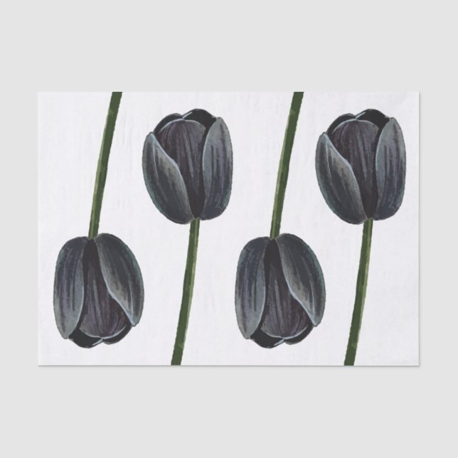 Minimalistischer Schwarzer Tulip Seidenpapier (Vorderseite)