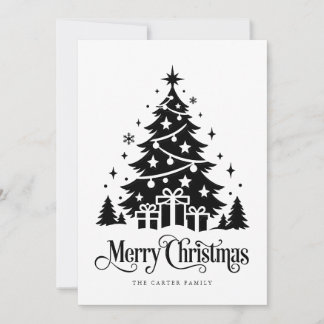 Minimalistischer schwarzer Weihnachtsbaum Gruß zur Feiertagskarte