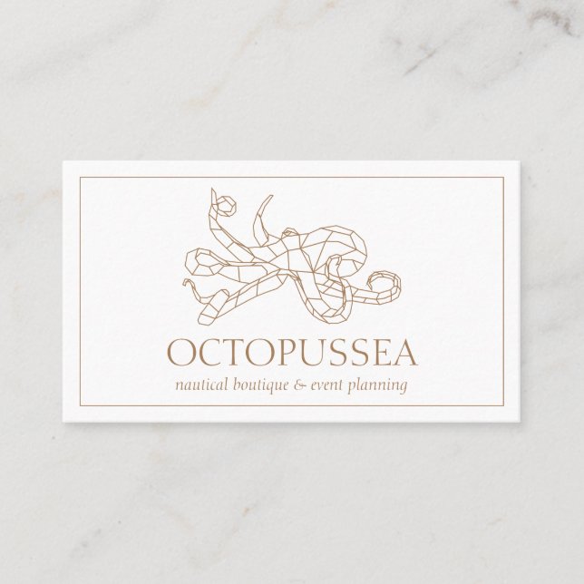 Minimalistischer Seeoktopus aus brauner Linie Visitenkarte (Vorderseite)