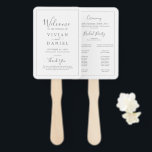 Minimalistischer Silberhochzeitprogramm Handfan Fächer<br><div class="desc">Dieser minimalistische silberne Hochzeitsprogramm Handfan ist perfekt für eine einfache Hochzeit. Das moderne romantische Design besticht durch klassische silbergraue und weiße Typografie gepaart mit einer rustikalen und eleganten Kalligraphie mit Vintagem handgeschriebenem Stil. Anpassbar in jeder Farbe. Behalt das Design einfach und elegant, wie es ist, oder personalisiere es durch Hinzufügen...</div>