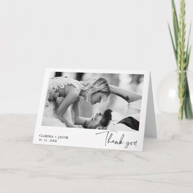 Minimalistischer Single Foto Hochzeit Dankeschön K Karte (Vorderseite)