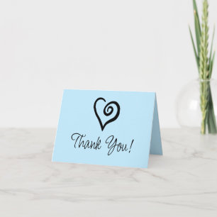 Minimalistischer Single Herzspirale auf Pastel Blu Dankeskarte
