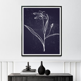 Minimalistischer Single-Linie Zeichnend Blume Poster