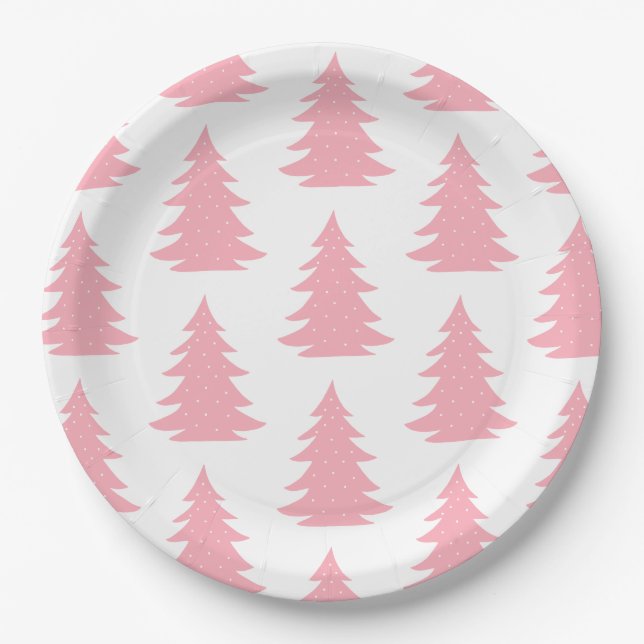 Minimalistischer skandinavischer Folk Pink Weihnac Pappteller (Vorderseite)