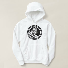 Minimalistischer Skifahrer Abfahrt Schwarz/Weiß Hoodie