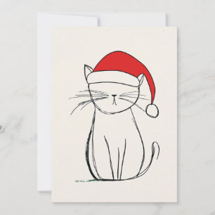 "Minimalistischer Skizzen-Weihnachtskatze-Santa-Hu Feiertagskarte