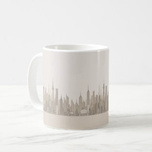 Minimalistischer Skyline Single Line Art Kaffeetasse