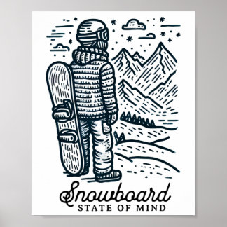 Minimalistischer Snowboarder - Mountain Adventure Poster