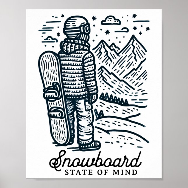 Minimalistischer Snowboarder - Mountain Adventure  Poster (Vorne)