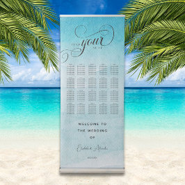 Minimalistischer Sommer Blue Ocean Beach Hochzeit Ausziehbarer Banner