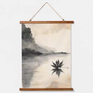 Minimalistischer Sonnenuntergang im Herbst ruhiger Wandteppich Mit Holzrahmen