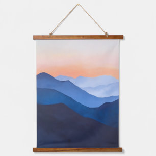 Minimalistischer Sonnenuntergang Wandteppich Mit Holzrahmen
