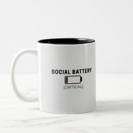 Minimalistischer Sozialakku Leer Aufkleber Zweifarbige Tasse