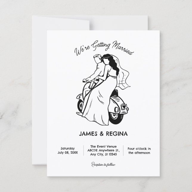 Minimalistischer Spaß lässige Hochzeit Einladung (Vorderseite)