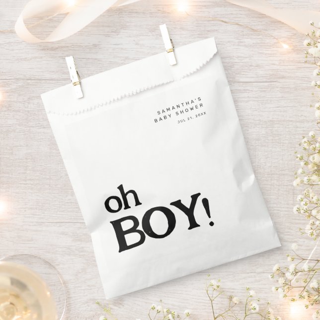 Minimalistischer Spaß Oh Boy Baby Shower Geschenktütchen (Ausgeschnitten)