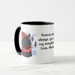 Minimalistischer Spaß Schwarze Katze auf Hochtoure Tasse