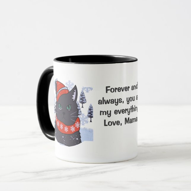Minimalistischer Spaß Schwarze Katze auf Hochtoure Tasse (Vorderseite Links)